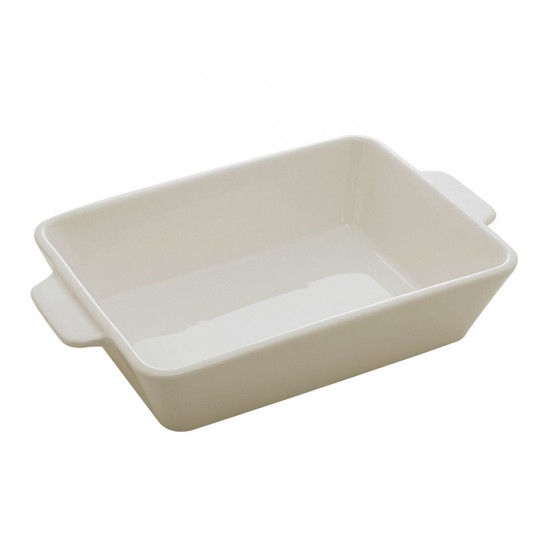Refratário 23,5x15x5cm Porcelana Com Alça Basic Branco